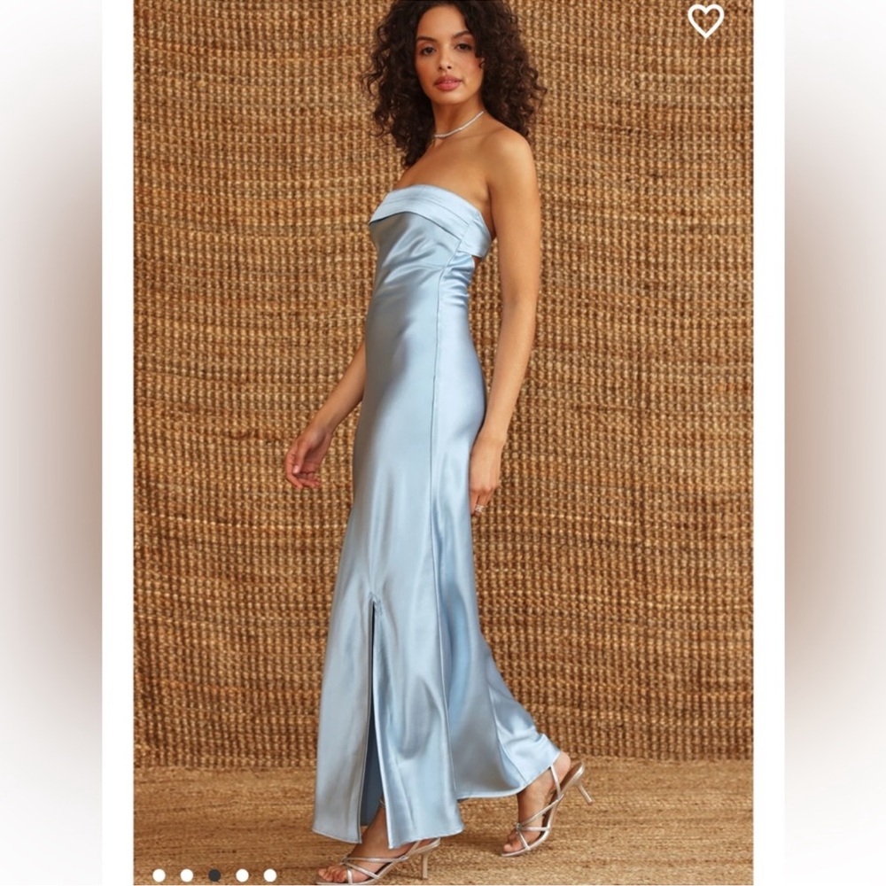 Altar’d State Blue Strapless Satin Dress